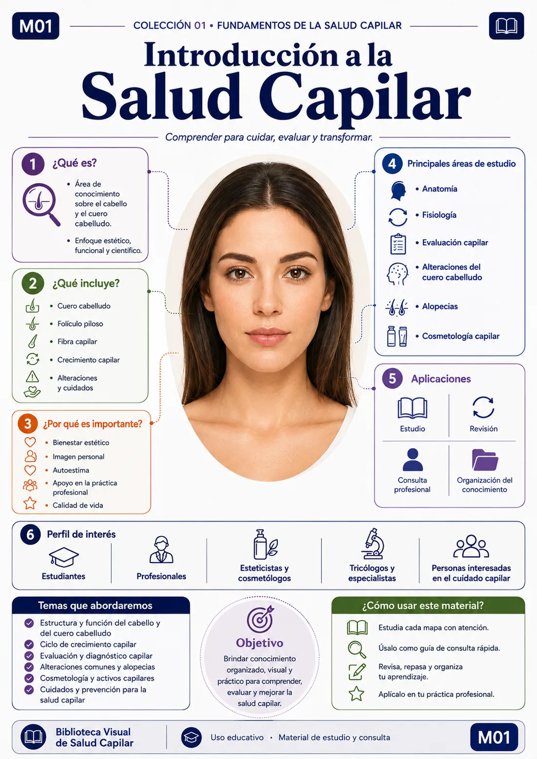 Mapa mental ilustrado de salud capilar