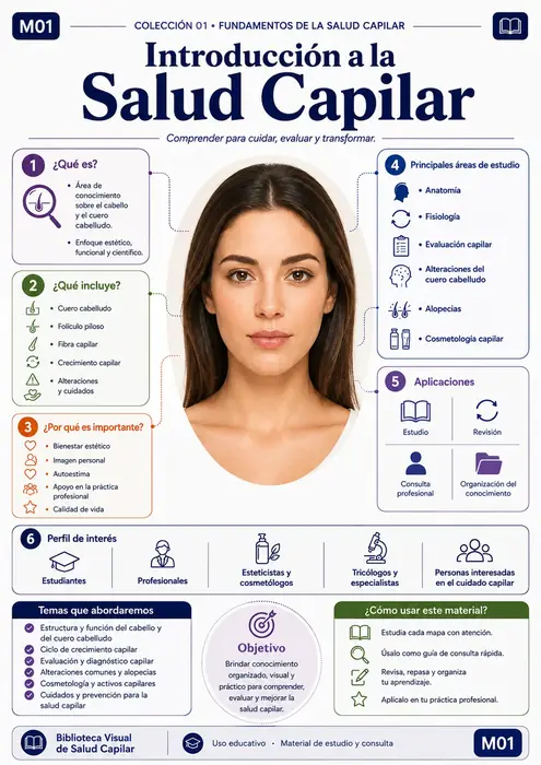 Mapa mental ilustrado de salud capilar