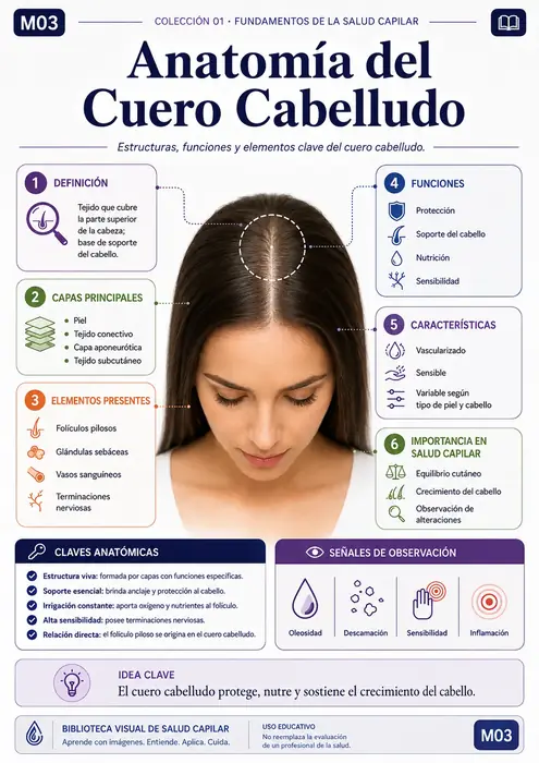 Mapa mental ilustrado de salud capilar