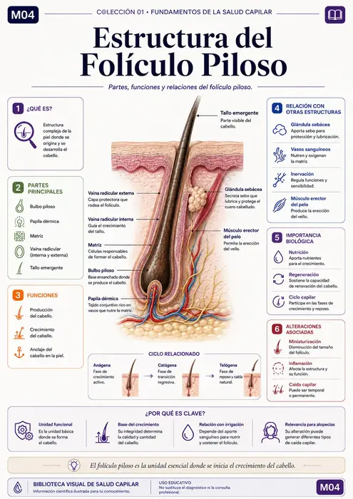 Mapa mental ilustrado de salud capilar