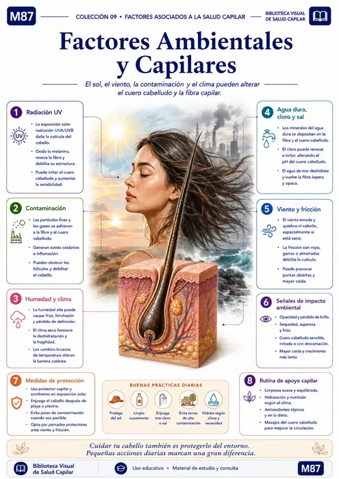 Mapa mental ilustrado de salud capilar